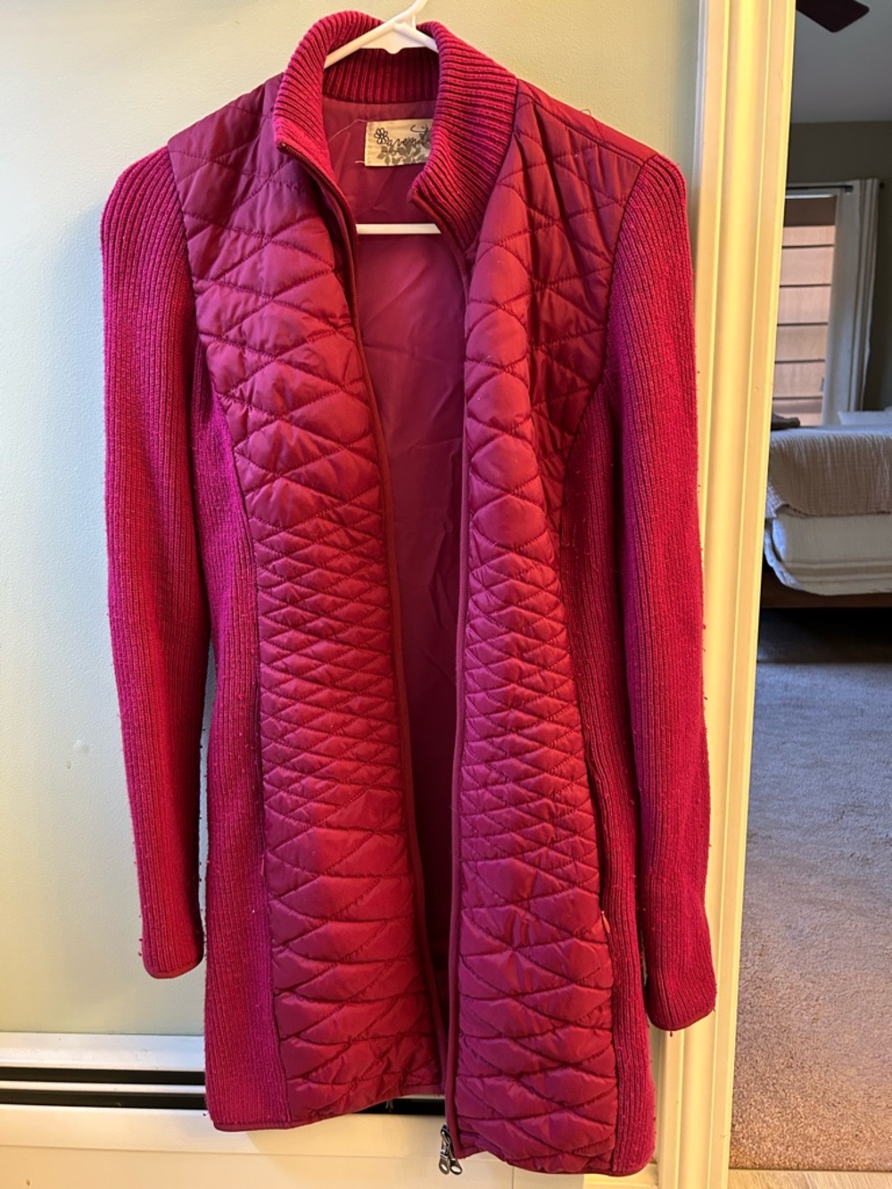 Aventura Quilted Knit Long Cardigan - Deep Pink